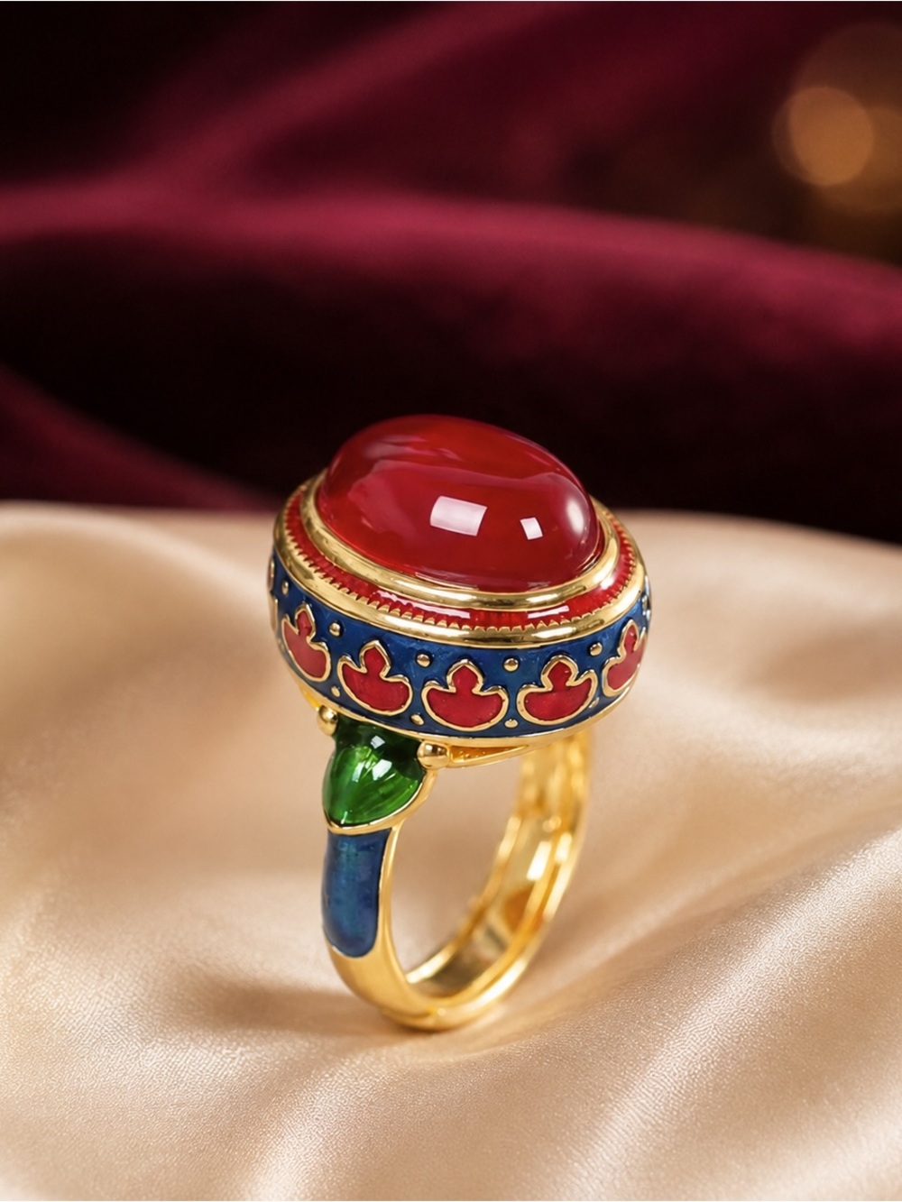 Gold Vintage Statement Enamel Women’s Ring
